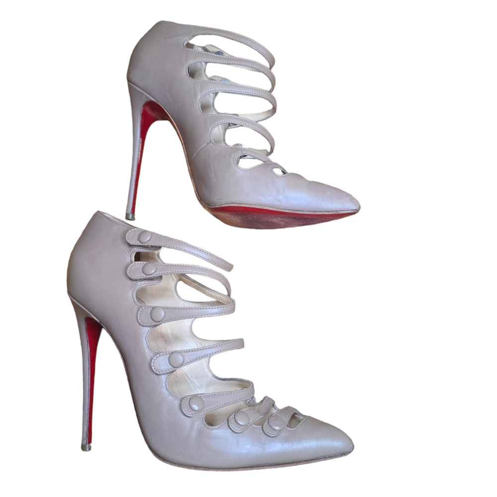 Christian Louboutin Beige Leather Viennana Heels Size 37.5 7 - Picture 3 of 8